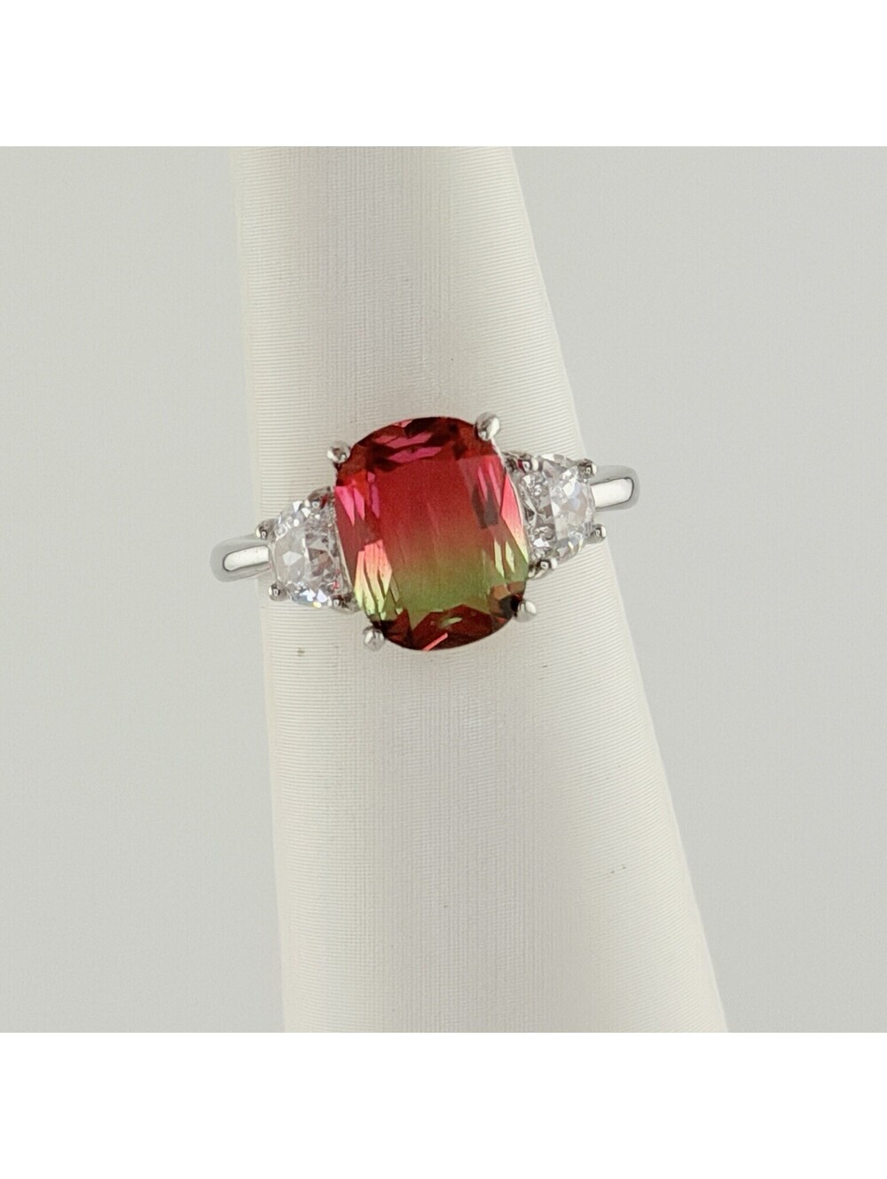 Bomb Party Sz 7 RBP2121 “Endless Horizons” Watermelon Tourmaline Rhodium RETRO